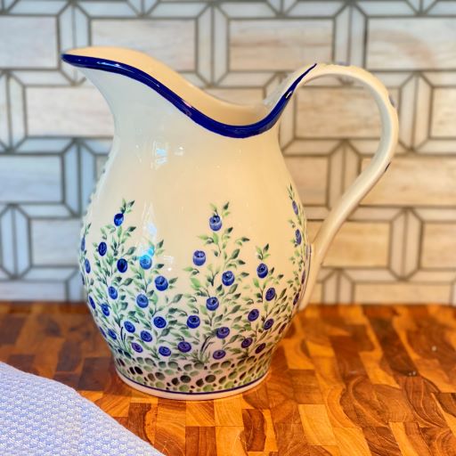 BLUEBERRY 2-quart Polish Stoneware Pitcher, Classic Edition