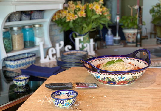 BUTTERFLY MERRY MAKING 13" Stoneware Handled Baker/Serving Bowl, Signature Edition